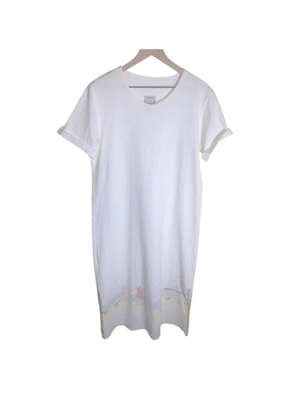 VNTG GO NUTZ! white maxi beach print cotton dress S